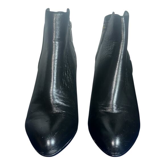 Brooks Brothers Black Leather Quilted Ankle Booties Heels Sz 8 quiet luxury - Picture 4 of 9